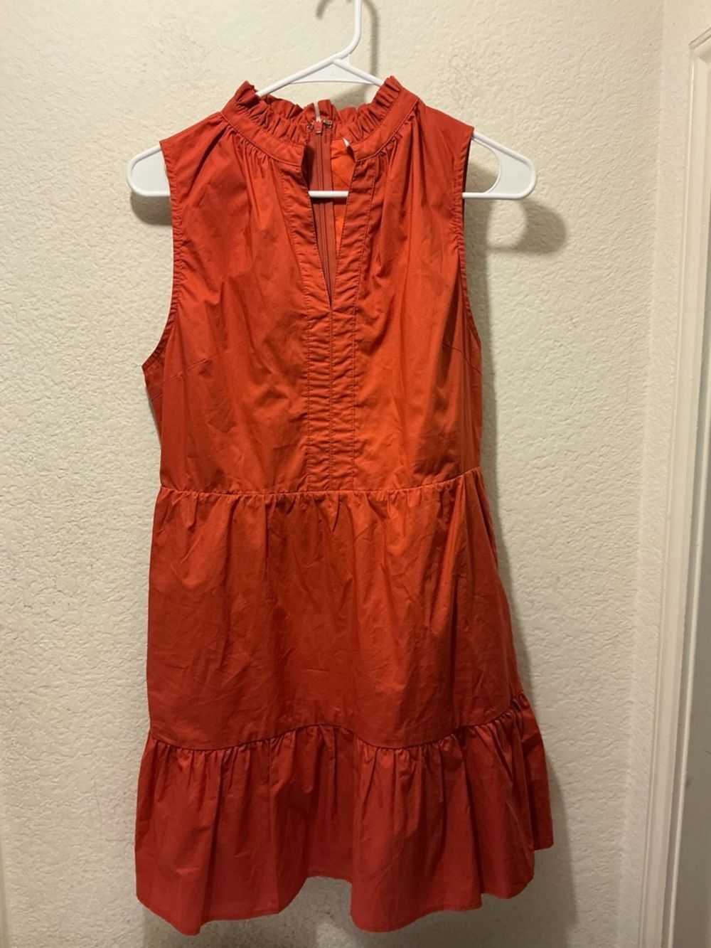 NWOT Sleeveless Red Ruffle-Neck Tiered Mini Dress Size M